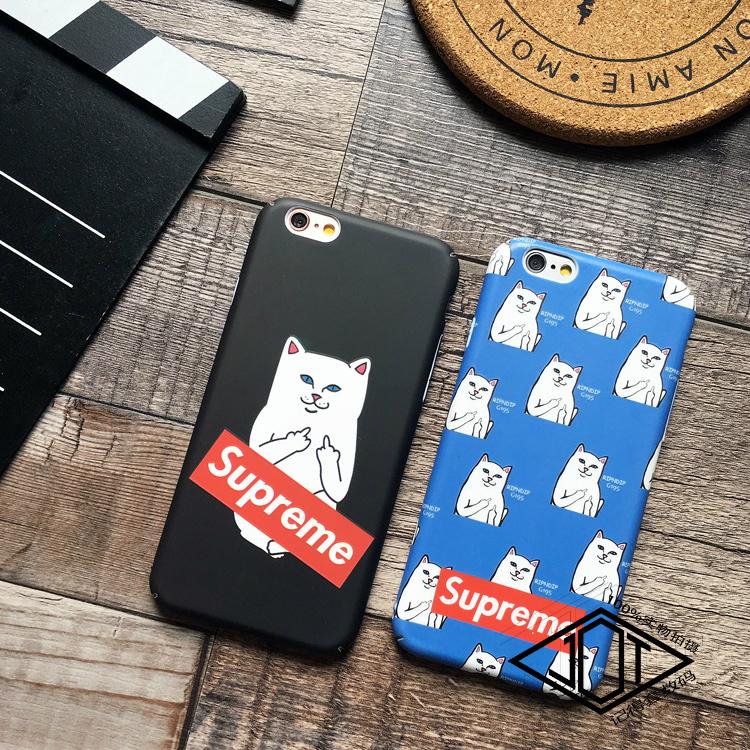 恶搞中指猫supreme潮牌手机壳iphone7苹果6splus硬壳全包磨砂手感