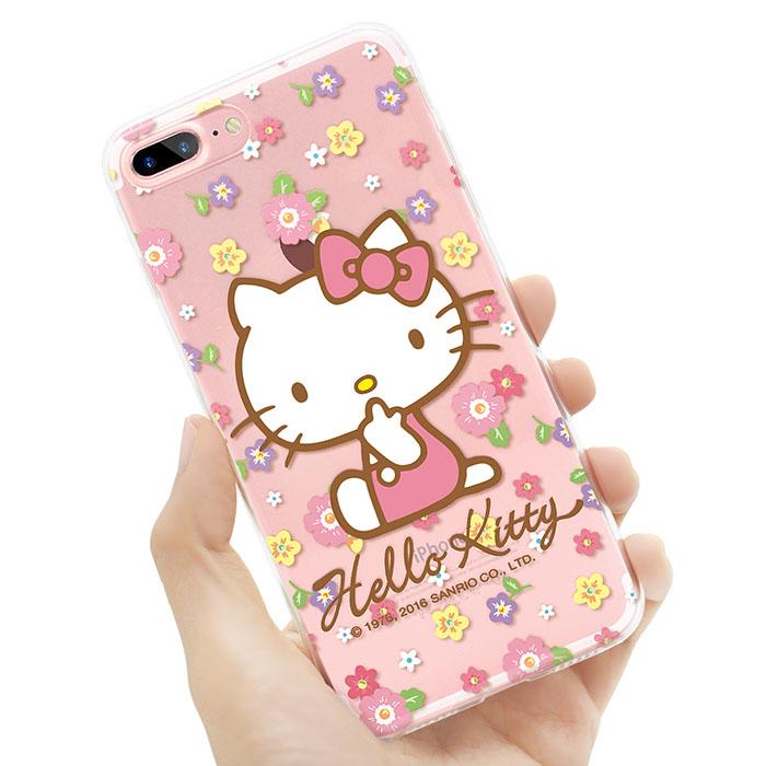GARMMA正版 hello kitty iphone7 plus手机壳 粉色花朵透明软套壳
