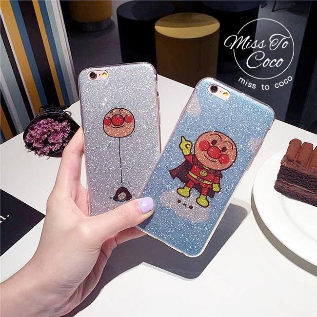 韩国卡通面包超人iphone7 plus 6s手机壳闪粉苹果6plus硅胶保护套