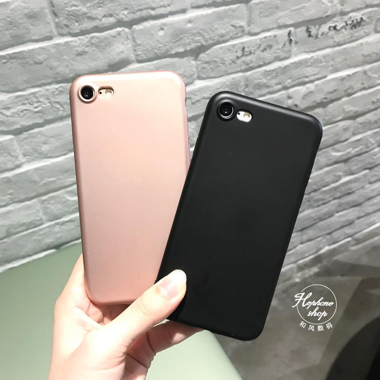 超薄软壳素色简约纯色iPhone7手机壳磨砂亮黑iPhone6s plus全包款