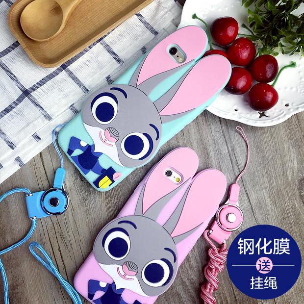 疯狂动物城苹果6s手机壳硅胶iphone6plus朱迪兔5se创意挂绳保护套