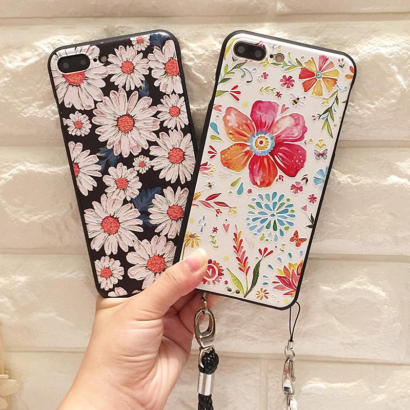浮雕软胶7plus保护壳挂绳韩国iphone7手机壳女款6splus保护套6壳