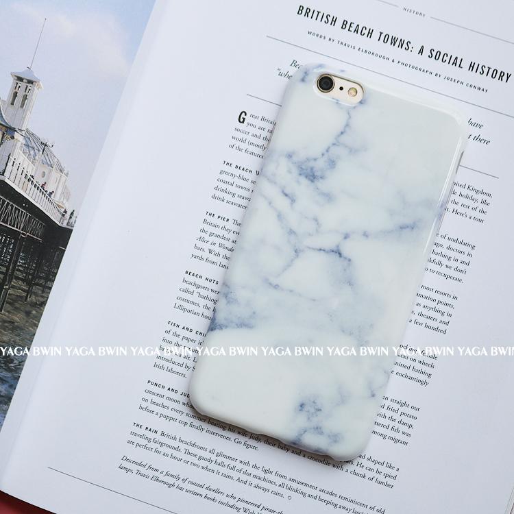 韩国简约白色大理石纹苹果6s手机壳iphone7plus光面全包保护套