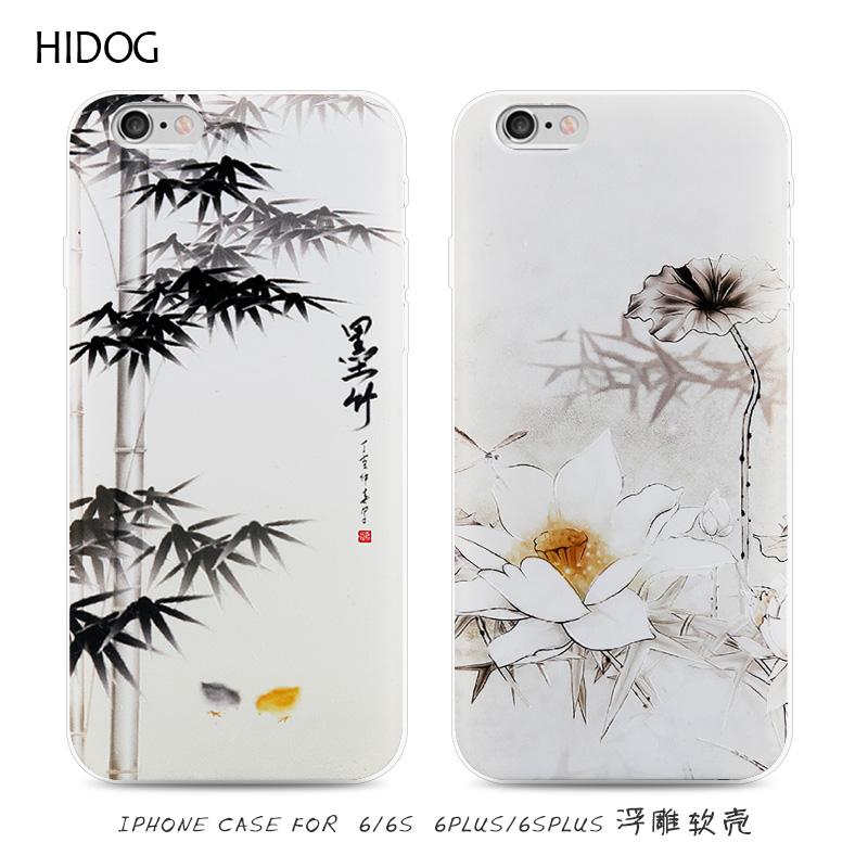 hidog苹果iPhone6手机壳中国风浮雕防摔6s plus保护套软5s外壳7