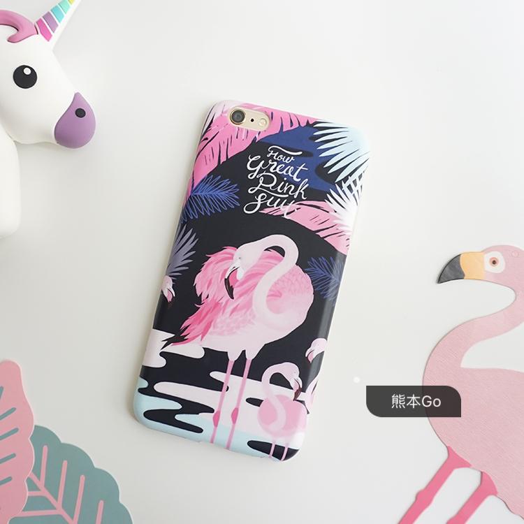 ins粉色火烈鸟iPhone6s手机壳 苹果6 Plus 5.5个性欧美磨砂软壳潮