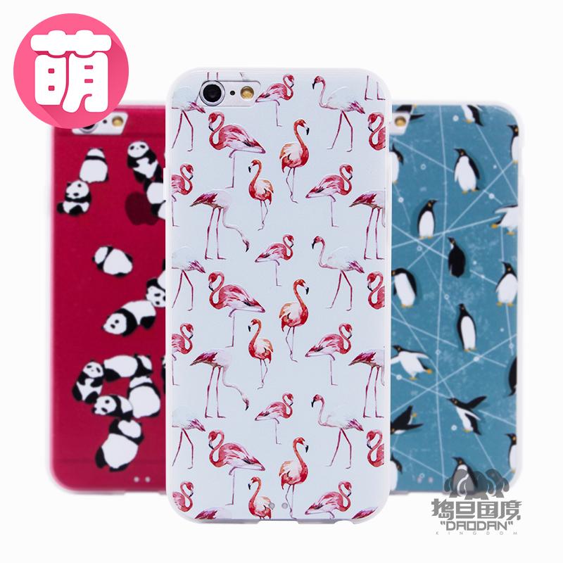 iphone6splus手机壳5.5寸火烈鸟 苹果6plus手机壳卡通浮雕企鹅萌