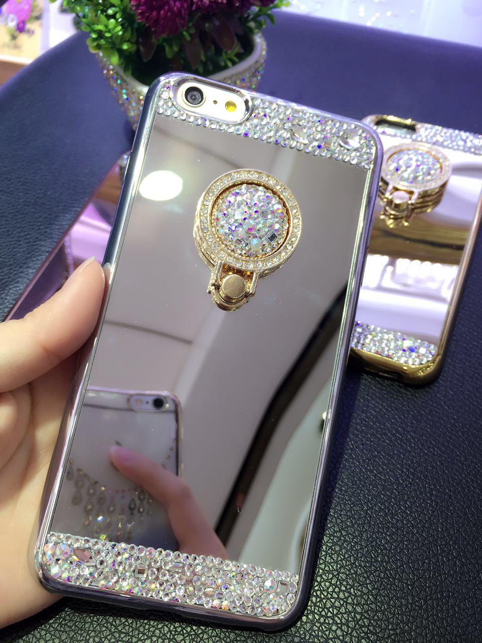 iPhone6s手机壳指环奢华镶钻镜面硅胶保护套苹果6splusiPhone6