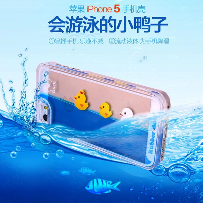 iphone6游泳大小黄鸭子苹果6plus流沙手机壳5s三星s6edge液态壳s5
