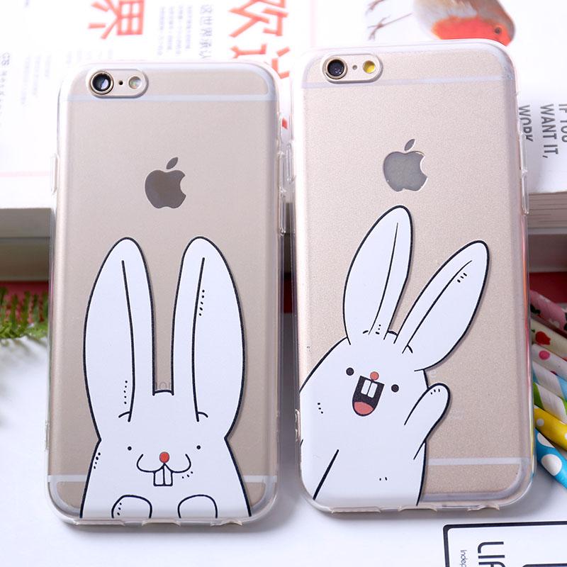 iphone7苹果6s手机壳6plus硅胶全包软壳5se防摔镂空龅牙兔保护套