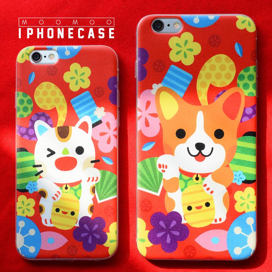 木木原创iphone7/6s plus花喵花汪喜庆苹果6s手机壳保护套全包软