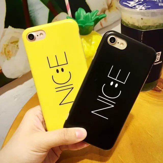 NICE笑脸字母手机壳iphone6Splus磨砂苹果6情侣手机壳7代全包软壳