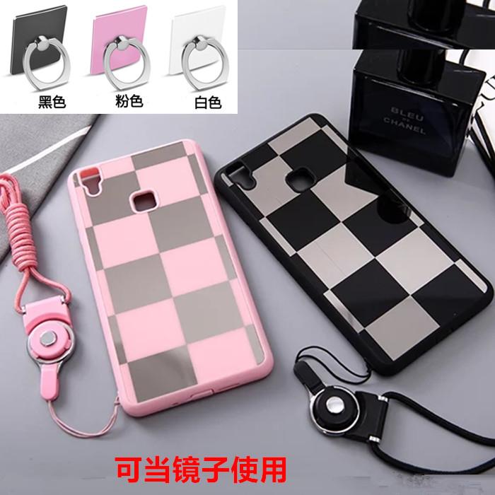 vivov3手机壳步步高v3max软硅胶挂绳防摔V3L电镀镜面格子保护套A