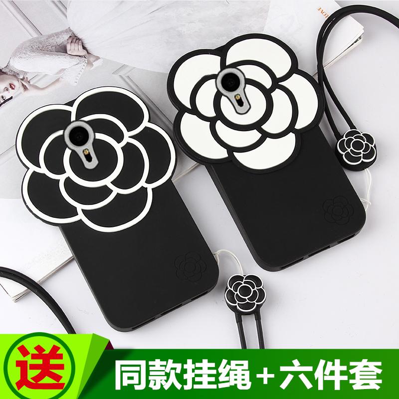魅族mx6山茶花手机壳魅族mx5简约软硅胶mx4Pro保护套防摔女款挂绳